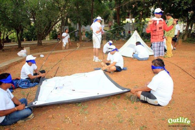 Outbound Training - Blind folded Tent Pitching in Pune